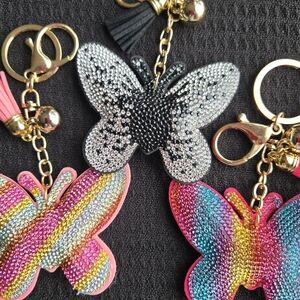 Butterfly Rhinestone Bag Charm/Keychain NWT